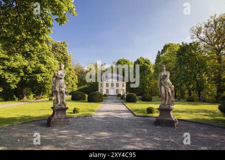 Historical statue in the Burgk castle park near the Sophienlust pavilion Statue in the park Historical statue in the Burgk park in springtime Stock Photo