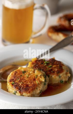 Bavarian kaspressknoedel a cheese dumpling Stock Photo