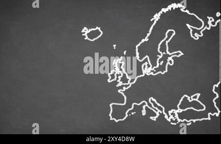 Europe map drawn on chalkboard. Chalk and blackboard Stock Photo