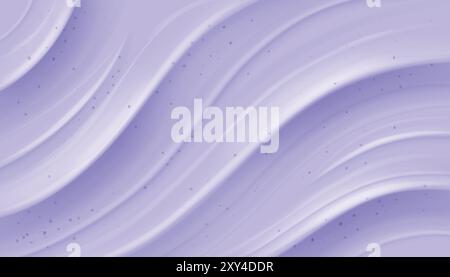 Purple berry yogurt or soft liquid ice cream surface texture with curve waves. Realistic 3d vector background of sweet milky dessert or cosmetic gel. Smooth pudding, dairy mousse or creme lotion. Stock Vector
