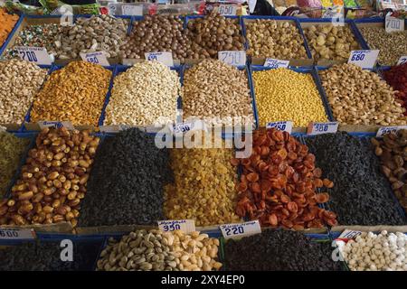 Photo of dried fruits at Osh Bazar in Bishkek, Kyrgyzstan#39, s capital Stock Photo