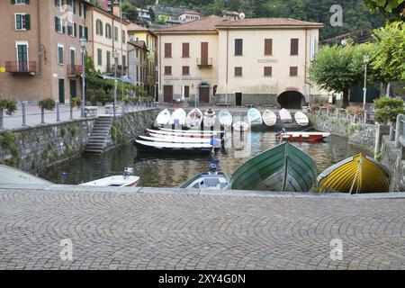 The small harbour of Torno on Lake Como, Italy, Europe Stock Photo