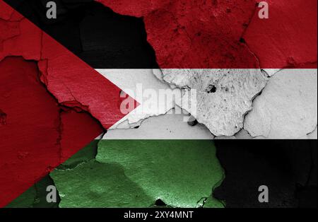 flags of Palestine and Yemen painted on cracked wall Stock Photo - Alamy