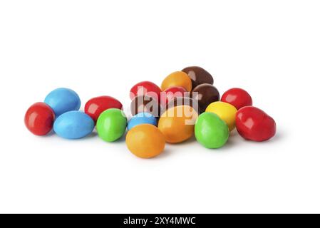 Colorful chocolate buttons on a white background Stock Photo