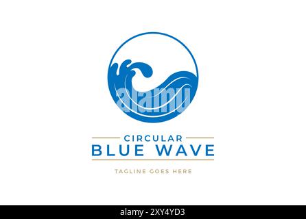 Simple Circular Ocean Blue Wave Logo Design Vector Stock Vector