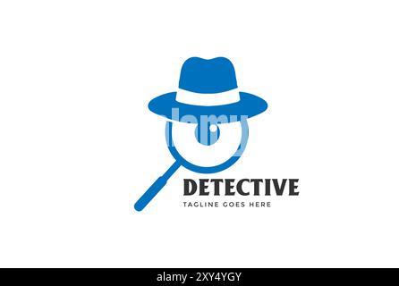 Simple Minimalist Detective Hat with Eye Camera Vision Magnifier Glass Logo Design Vector Stock Vector