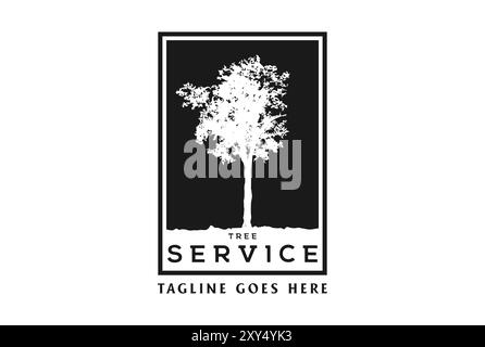 Tree Silhouette Picture Wall Frame Landscape Logo Design Vector Stock Vector