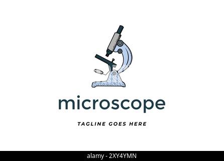 Vintage Retro Hand Drawn Microscope for Science Research Logo Design Vector Stock Vector