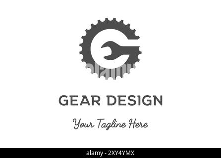 Vintage Retro Simple Initial Letter G for Gear Wrench for Machine Car Bike Repair Service Logo Design Vector Stock Vector