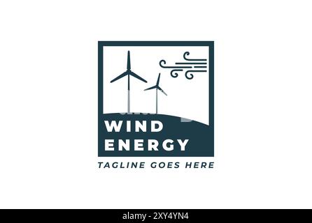 Simple Minimalist Windmill for Renewable Energy Logo Design Vector Stock Vector