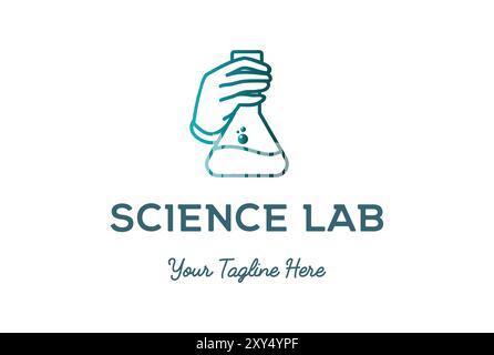 Simple Minimalist Hand Hold Lab Glass for Science Logo Design Vector Stock Vector