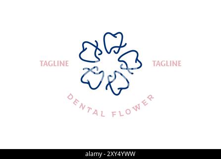 Tooth Teeth and Flower Dentist Dentistry Dental Logo Design Vector Stock Vector