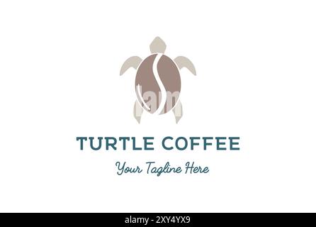 Simple Minimalist Vintage Retro Turtle with Coffee Bean for Beach Bar Cafe Restaurant Logo Design Vector Stock Vector