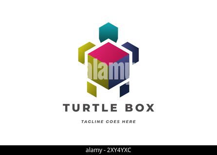 Colorful Modern Geometric Turtle Square Box Cube Logo Design Vector Stock Vector