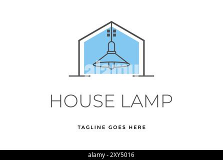 Simple Minimalist House Interior Pendant Lamp Logo Design Vector Stock Vector
