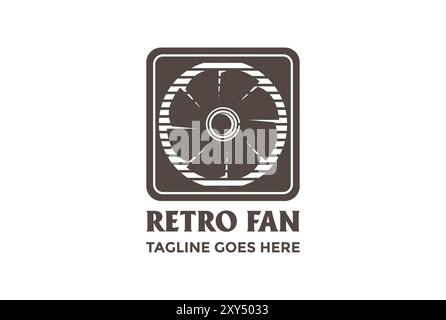 Retro Vintage Square Electric Fan for Repair Service Logo Design Vector Stock Vector