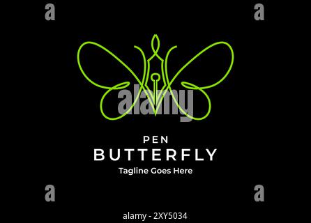 Pen Pencil Butterfly Monogram for School Education College University Logo Design Vector Stock Vector