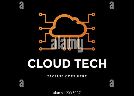 Modern Cloud with Electronic Circuit for Weather or Storage Tech Technology Logo Design Vector Stock Vector
