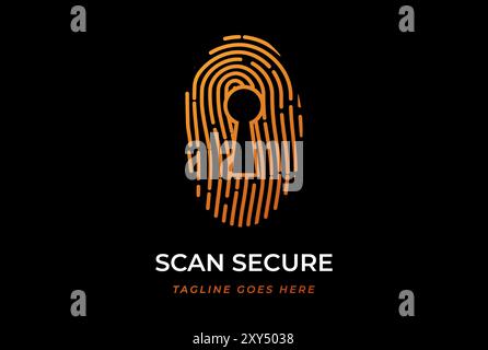 Modern Finger Print with Keyhole for Secure Safe Protect Technology Logo Design Vector Stock Vector