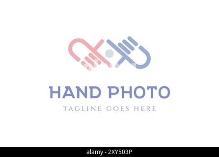 Modern Simple Hand Shape Photography Logo Design Vector Stock Vector