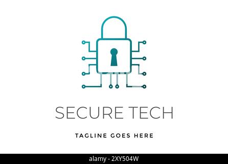 Modern Padlock with Electric Electronic Circuit for Secure Secret Protect Technology Logo Design Vector Stock Vector