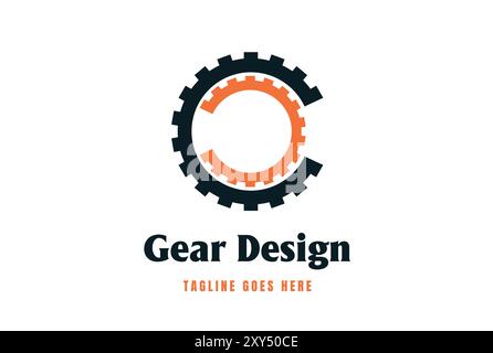 Simple Strong Bold Gear for Car Machine Industry Factory or Setting Logo Design Inspiration Stock Vector
