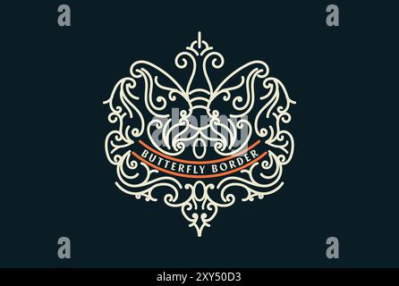 Butterfly Elegant Vintage Badge Label Logo design inspiration Stock Vector