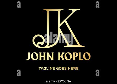 Elegant Luxury Simple Initials JK Monogram or Letter J and K Logo Design Vector Stock Vector