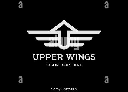 Up Arrow Arrowhead Monogram with Wings Logo Design Vector Stock Vector