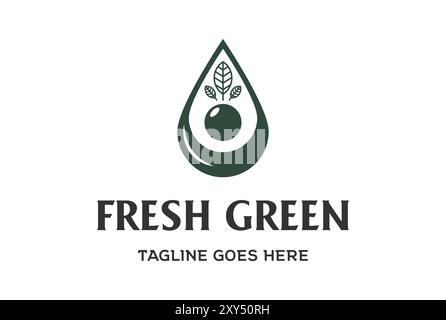 Water Drop Droplet with Leaf Humans for Natural Fresh Healthy Life Logo Design Vector Stock Vector