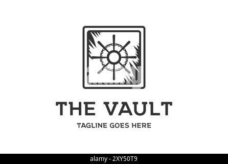 Vintage Retro Vault Safe Handle Gear Factory Logo Design Vector Stock Vector