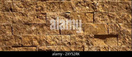 Rectangular cut out beige organic marble wall texture background can be, tile seamless lined up Stock Photo