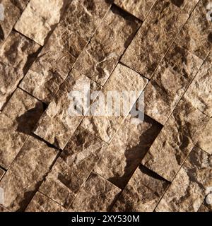 Rectangular cut out beige organic marble wall texture background can be, tile seamless lined up Stock Photo