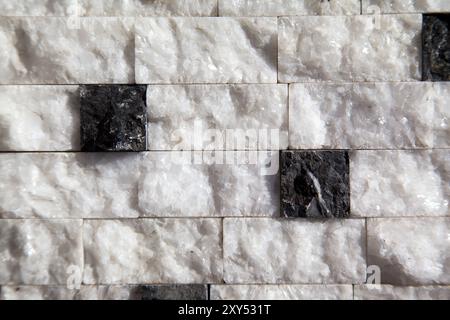 Rectangular cut out black white an grey organic marble wall texture background can be, tile seamless lined up Stock Photo