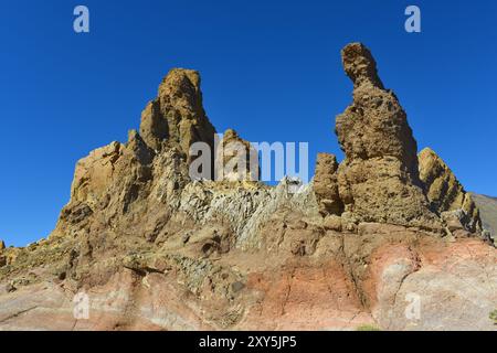 Coloured rock formation at Los Roques de Garcia in Teide National Park, Tenerife, Canary Islands, Spain, Europe Stock Photo