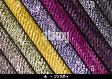 Abstract diagonal textile background multicolored stripes from factory upholstery textiles for furniture Stock Photo