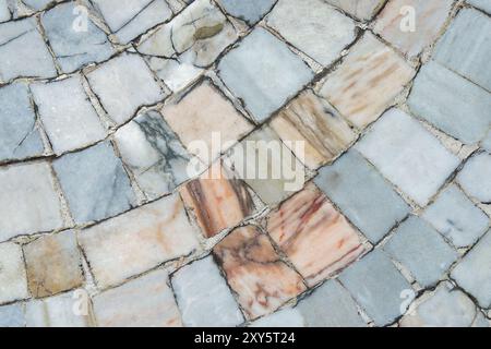 Floor mosaic marble exterior flooring. Abstract architectural art background Stock Photo