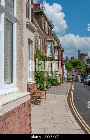 Part of Maltravers Street, Arundel, West Sussex, southern England. Stock Photo