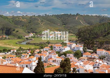 View over the red tiled roofs of Odeceixe at the Algarve, Portugal, Europe Stock Photo