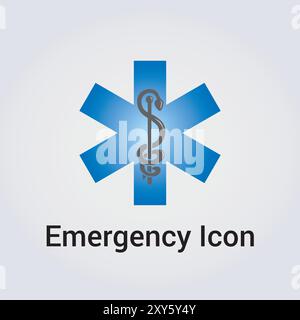 Emergency Star Icon with Caduceus Symbol in Multiple Colors Stock Vector