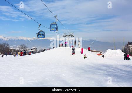 Bansko, Bulgaria - January 13, 2017: Winter ski resort Bansko, ski ...