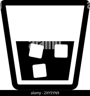 Minimalist icon of an open-top trash bin, perfect for digital interfaces. Stock Vector