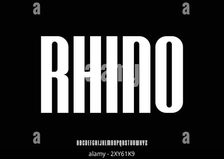 Modern strong rhino condensed alphabet display font vector illustration Stock Vector