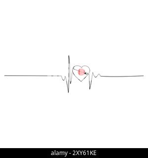 Continuous single line drawing heart valentine's day love vector illustration Stock Vector