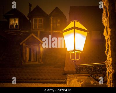 Old alley in Zagreb at night Stock Photo