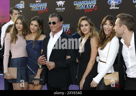 Sylvester Stallone, Scarlet Rose Stallone, Sistine Rose Stallone, Sophia Rose Stallone, Jennifer Flavin and Michael Rosenbaum at the Los Angeles premi Stock Photo