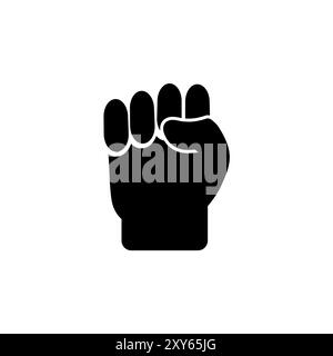 Clenched Raised Fist, Victory, Strength, Power Solid Flat Vector Icon Isolated on White Background. Stock Vector