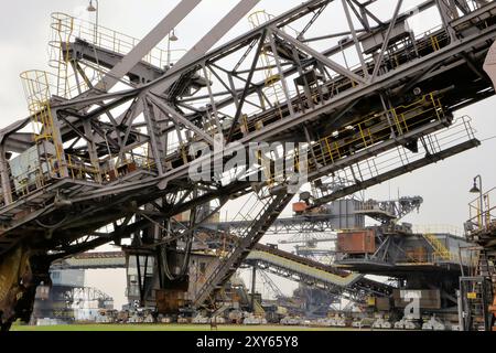 Coal excavator in a disused open-cast lignite mine Stock Photo