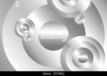 Circular Geometric Swirl Silver Bronze Metal Steel Background Stock Vector