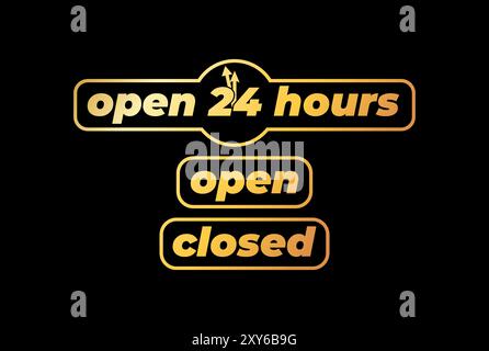 24 Hours Open or Closed Text Type Font Word Typography Vector Illustration Stock Vector